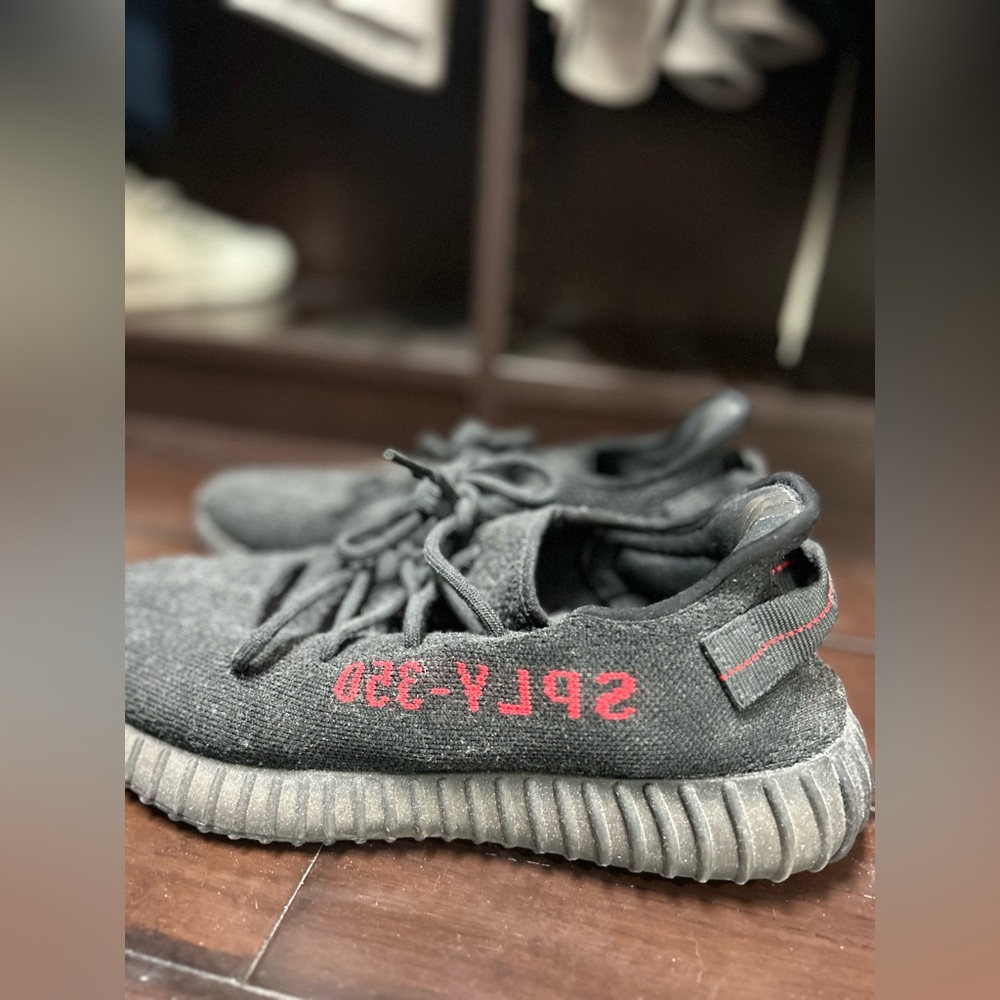 Yeezy Adidas Black and Red Sneakers